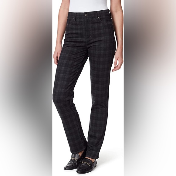 Gloria Vanderbilt Denim - Gloria Vanderbilt Women's Amanda Ponte High Rise Knit Pant Black Gray prints